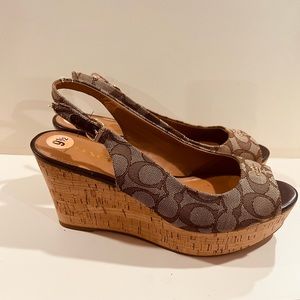 Coach Ferry Wedge Signature Monogram Wedge Heels